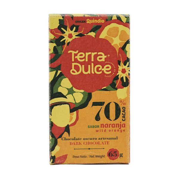 Terra Dulce Dark Chocolate Bar 70% Cacao Wild Orange Naranja - 65g Bar
