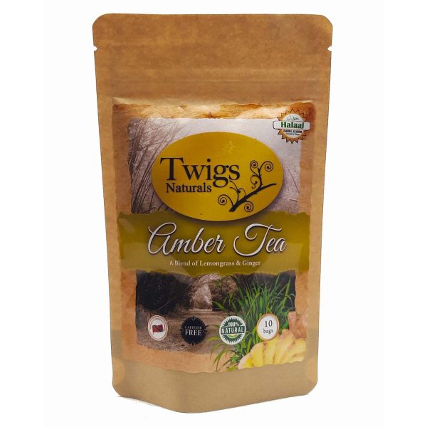 Twigs Naturals 100% Caffeine-Free and Natural Amber Tea Pack with Lemongrass and Ginger