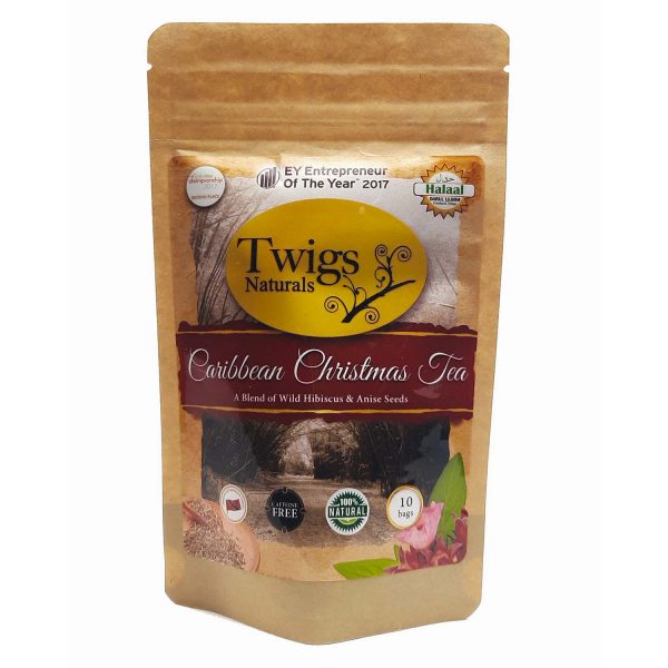 Twigs Naturals 100% Caffeine-Free Herbal Caribbean Christmas Tea Pack with Wild Hibiscus and Anise Seeds